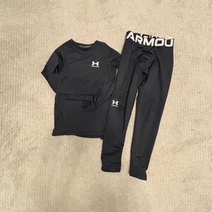 Under Armour, Kids Base Layer, Black, Size Small